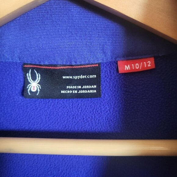 Spyder Encore Full Zip Jacket Fleece Lined Mock Neck Indigo Blue Size Kids 10-12 - Picture 2 of 12